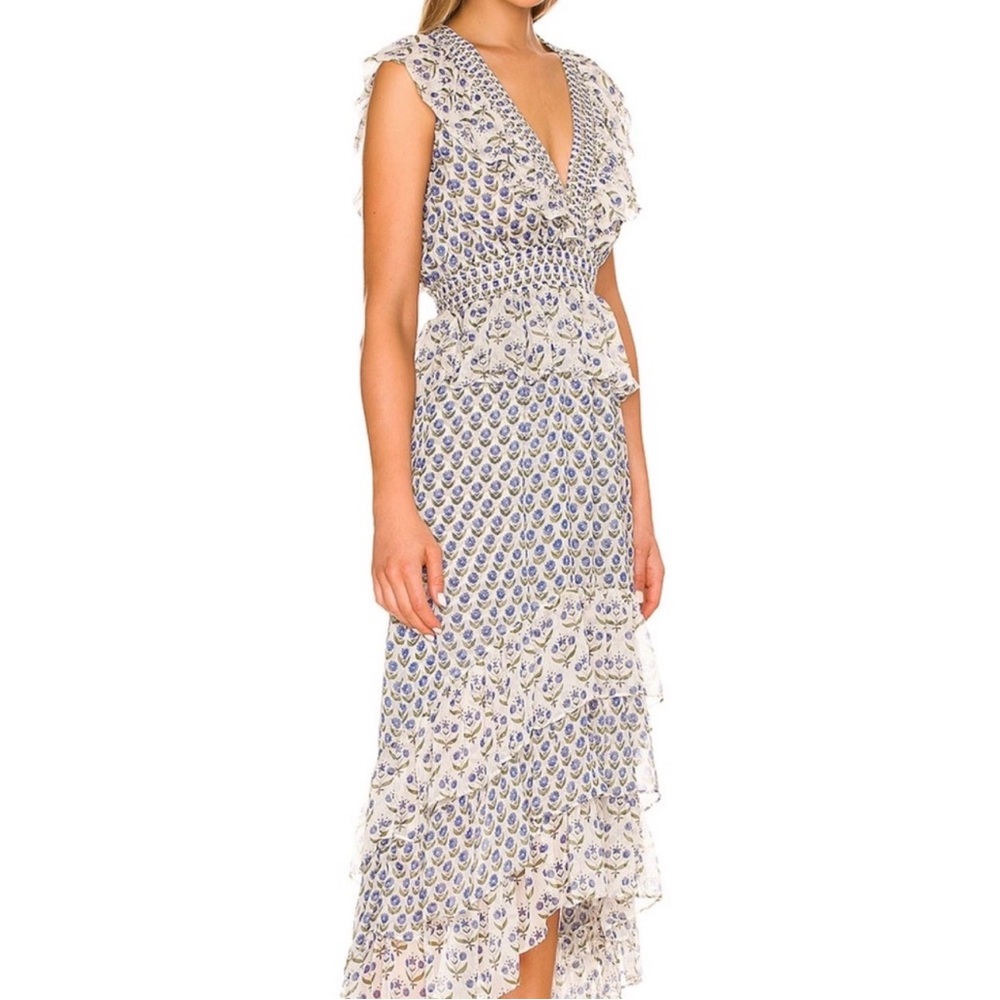 Misa Los Angeles Blue and White Midi Dress - Picture 2 of 10